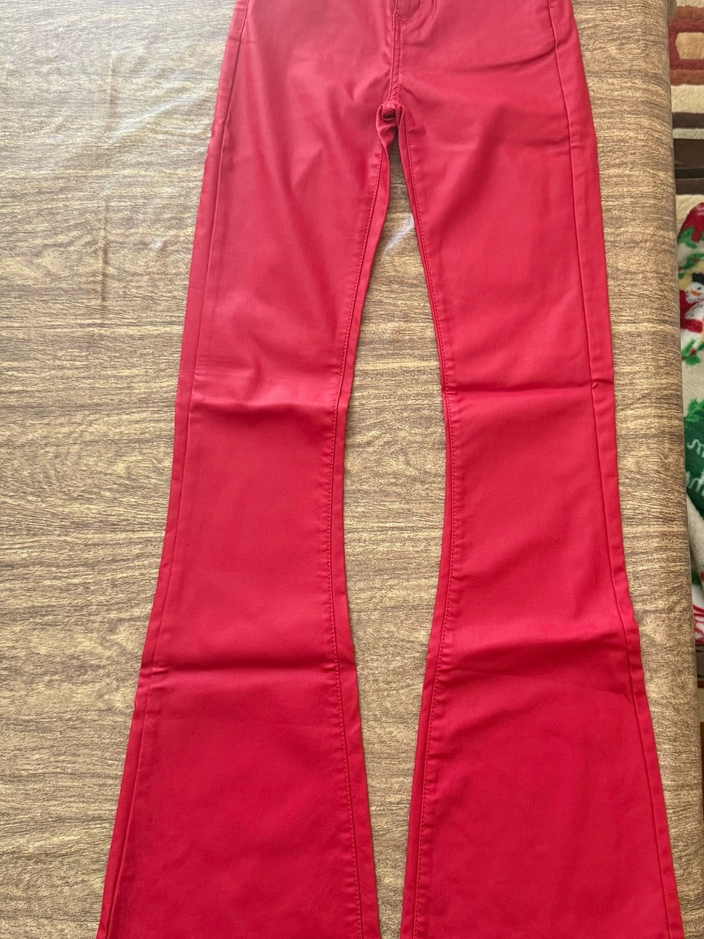 Edikted Red Leather Flared Pants